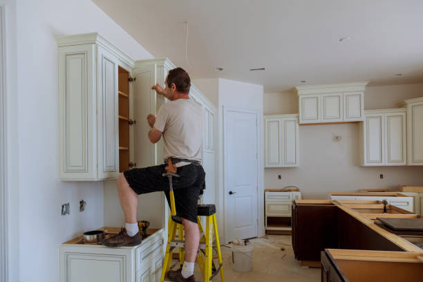 Kitchen island installation in Milford Square by JMT Kitchen Cabinet
